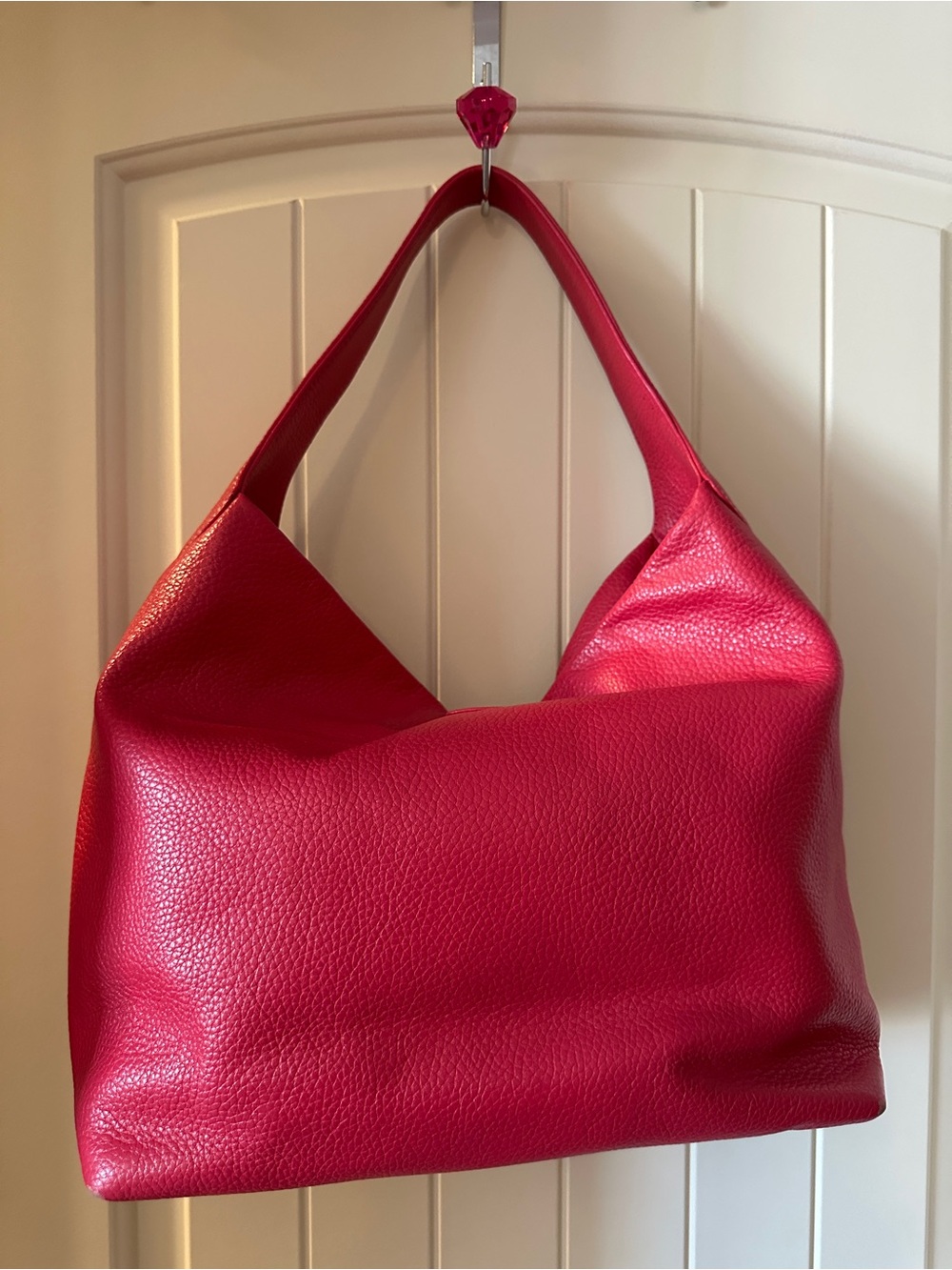 Dooney & Bourke Hot Pink Leather Shoulder Hobo with Gold Hardware - Picture 3 of 12